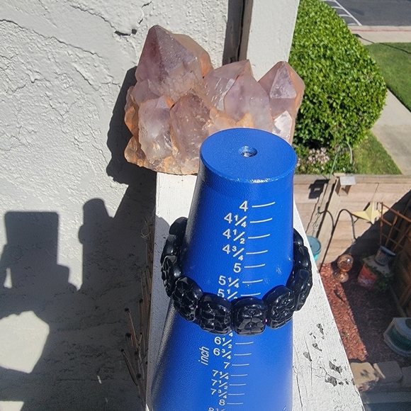 17x7mm Natural Black Tourmaline Crystal Natural Gemstone Beads Beaded Bracelet - Picture 2 of 6